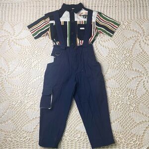 Vintage 1990s Body Gear Boys 3t Colorful Striped Shirt Suspender Pants Outfit